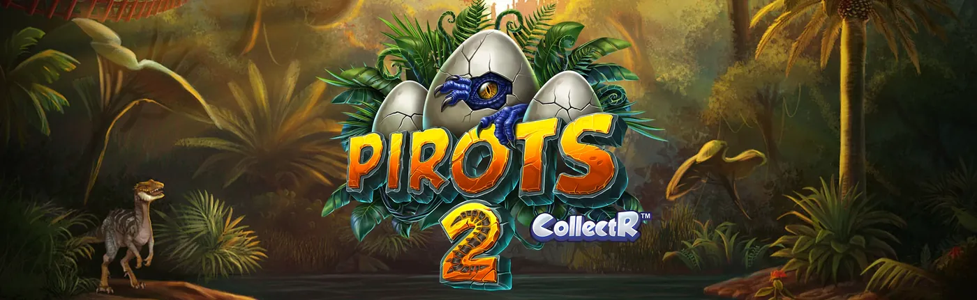 Pirots 2 -kampanjabanneri dinosauruksilla ja linnuilla