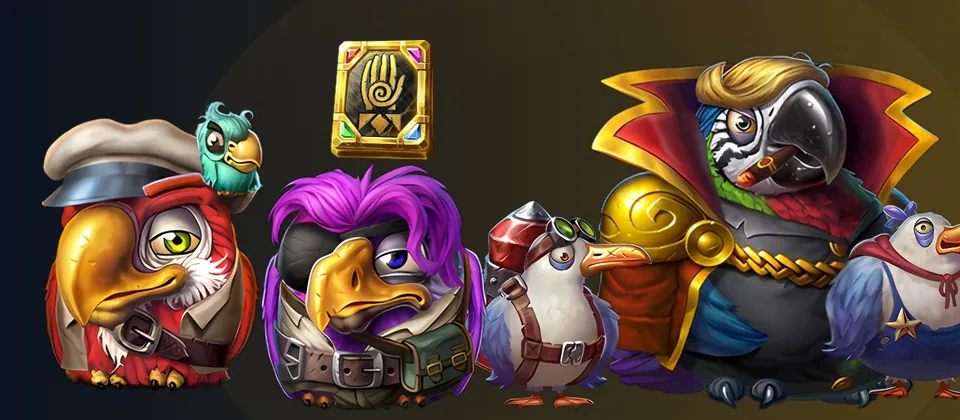 Pirots 5 City of Gold: Mastermind of the 7 Seas, hänen kätyrinsä ja lintujengi Golden Bookin kanssa